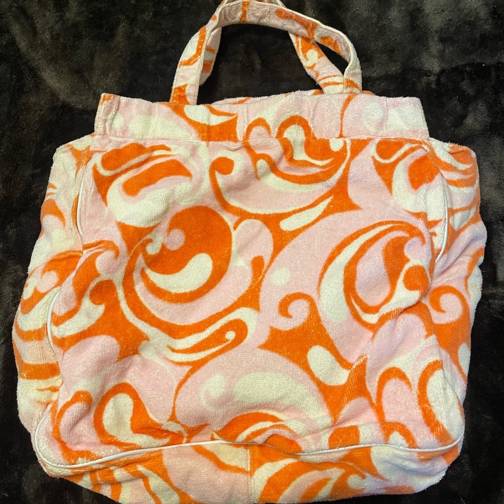 PINK Victoria's Secret Orange and Pink Tote Bag